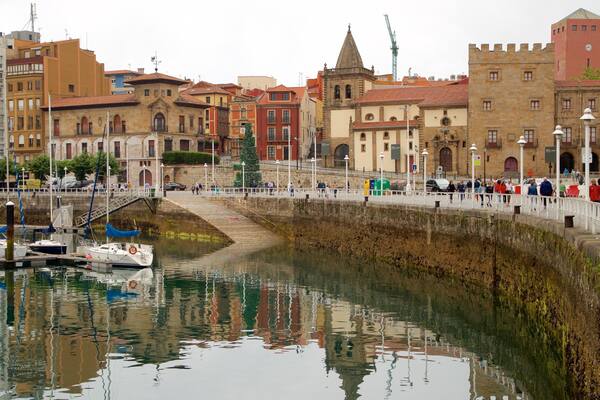 Palais de Revillagigedo qui includes baie ou port et ville aussi bien que important groupe de personnes