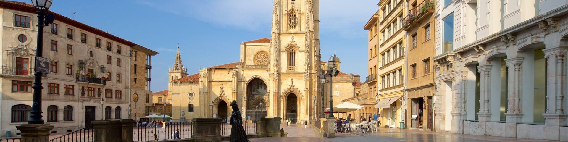 Kathedrale von Oviedo mit einem Platz oder Plaza, Kirche oder Kathedrale und historische Architektur