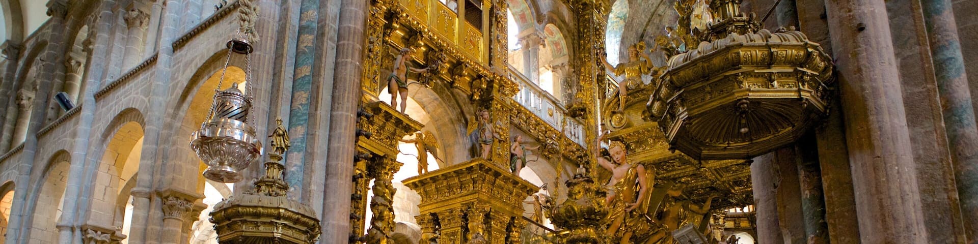 Santiago de Compostela Cathedral which includes heritage elements, interior views and a church or cathedral
