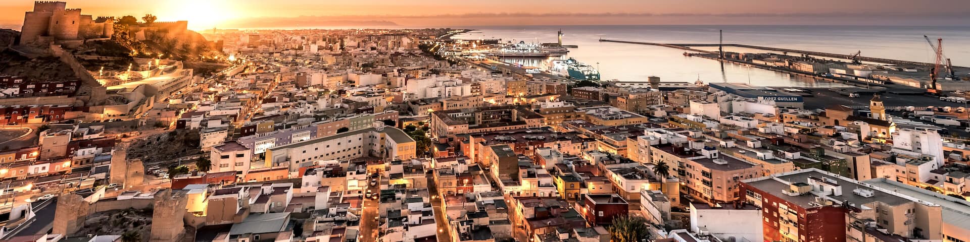 Sunrise in the city of Almeria