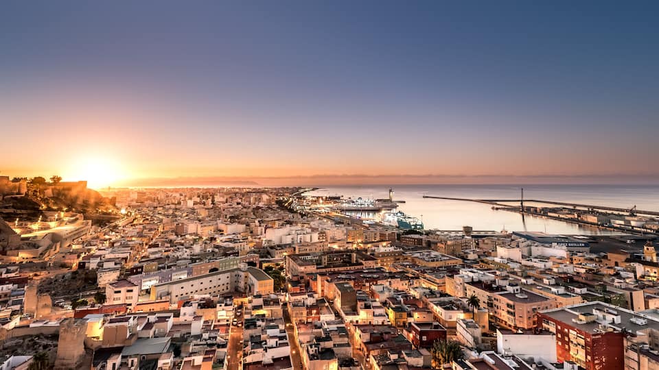 Sunrise in the city of Almeria
