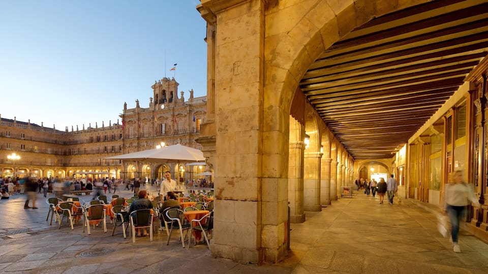 Plaza Mayor showing a square or plaza, outdoor eating and heritage elements