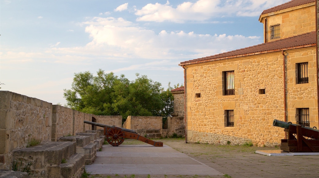 Castillo de la Mota caracterizando itens militares, elementos de patrimônio e um pôr do sol