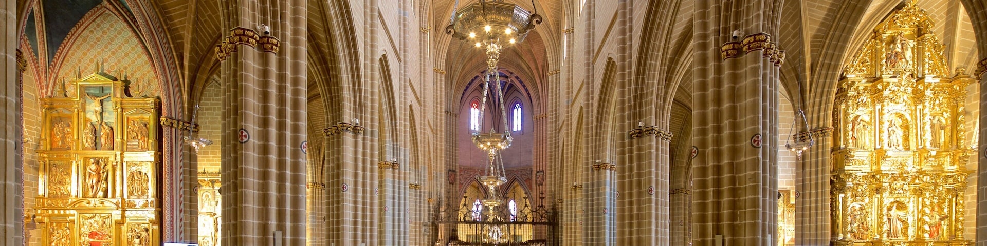 Pamplona Cathedral showing a church or cathedral, interior views and heritage elements