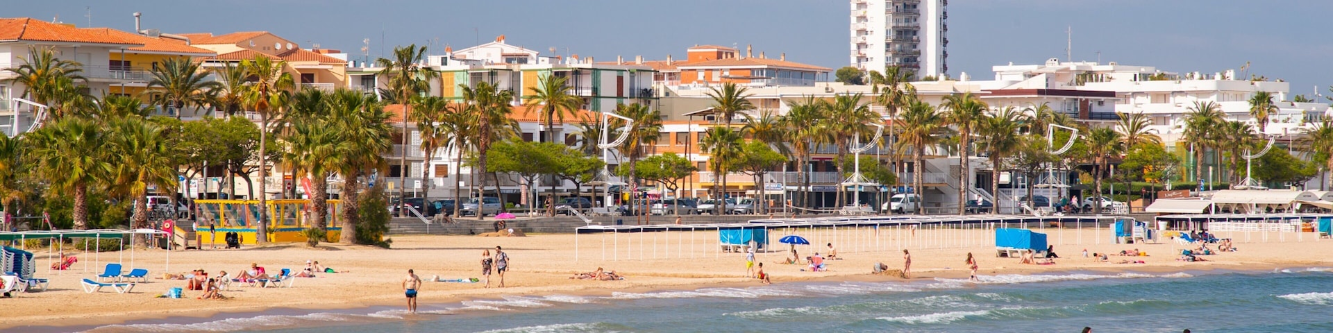 Cambrils Beach which includes a coastal town, swimming and general coastal views