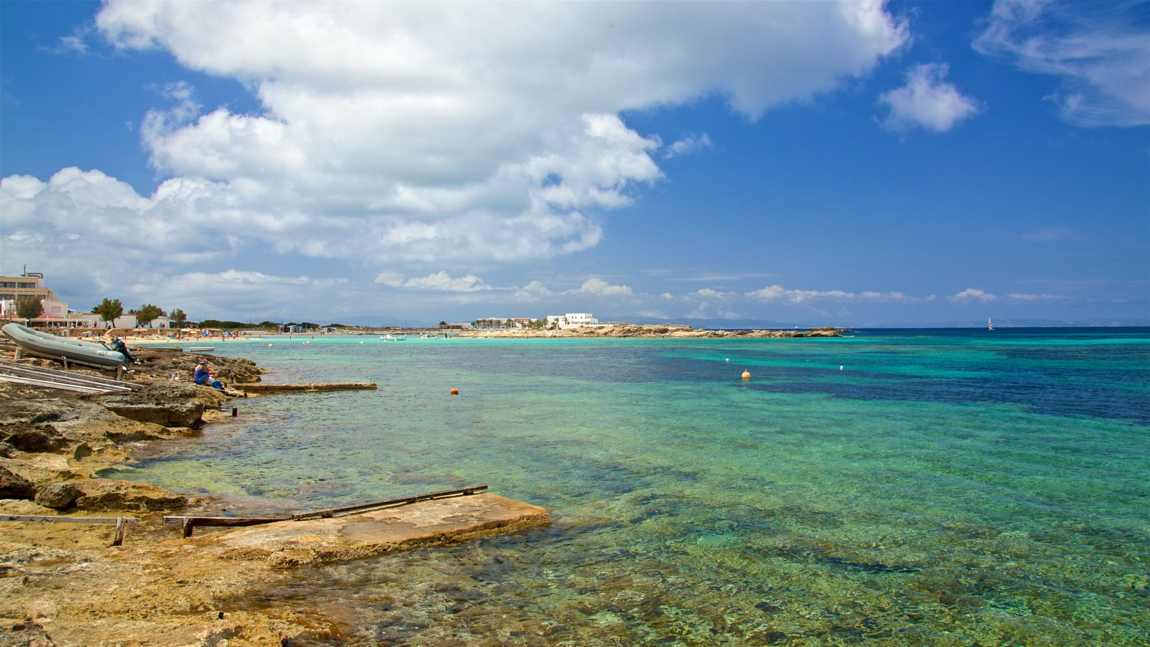 Es Pujols Beach featuring general coastal views, rugged coastline and tropical scenes