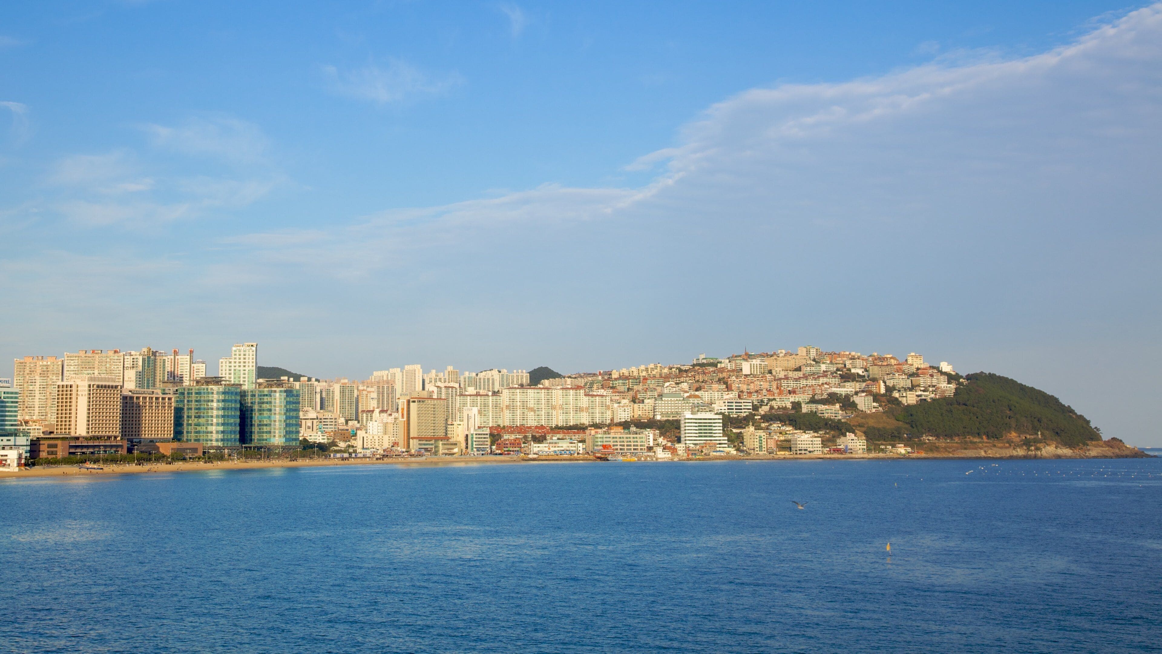 Haeundae Beach which includes general coastal views and skyline