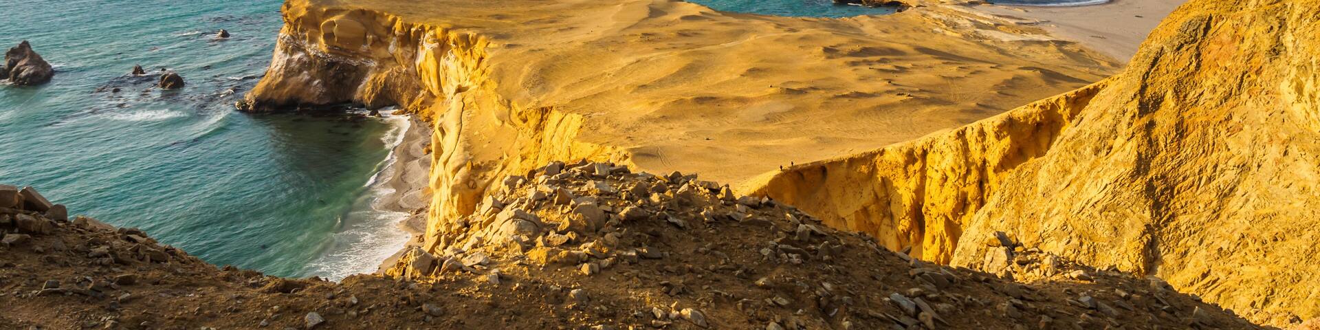 Coast of Paracas in Peru during sunset