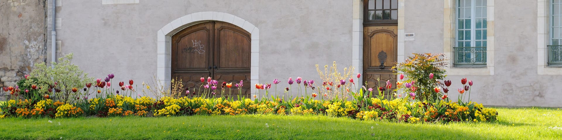 Flower garden, Nevers, Nièvre, Burgundy, France