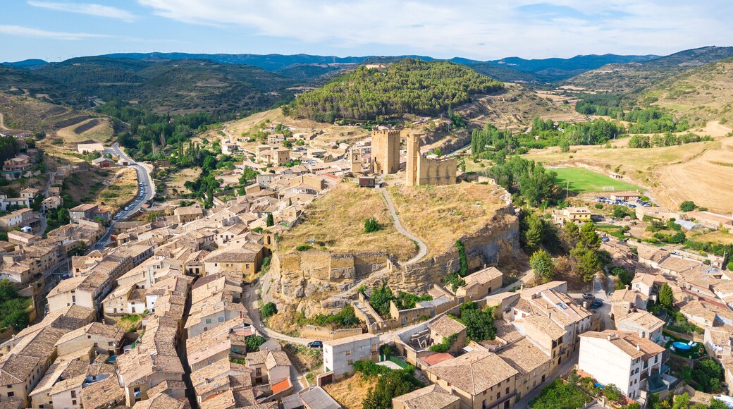 aerial view of uncastillo medieval town in zaragoza province, Spain