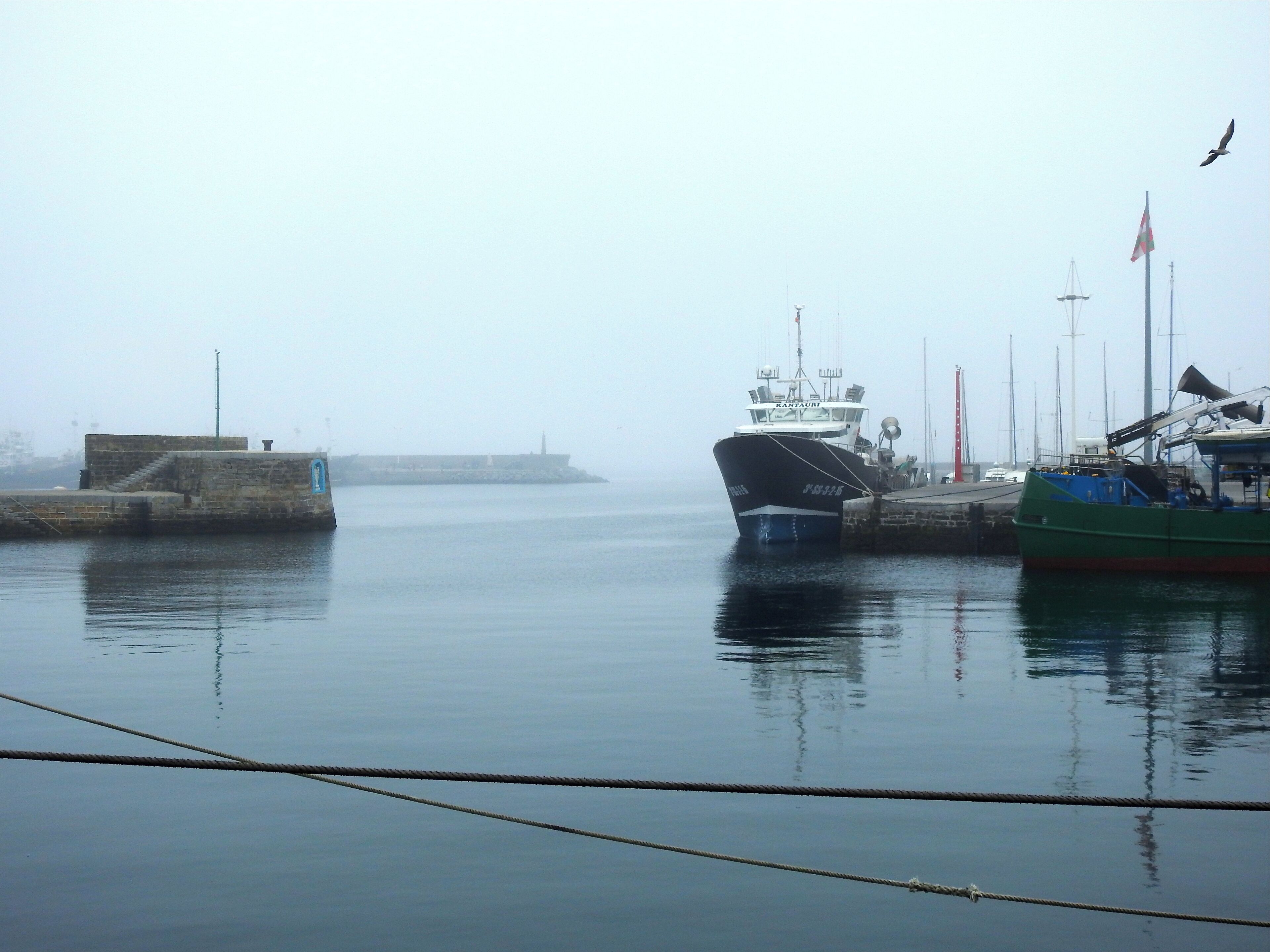 puerto de Getaria con niebla