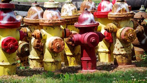 Somewhere along the Mississippi river we came across this fire hydrant graveyard.