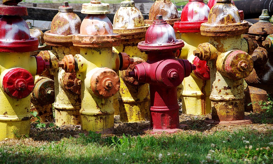 Somewhere along the Mississippi river we came across this fire hydrant graveyard.