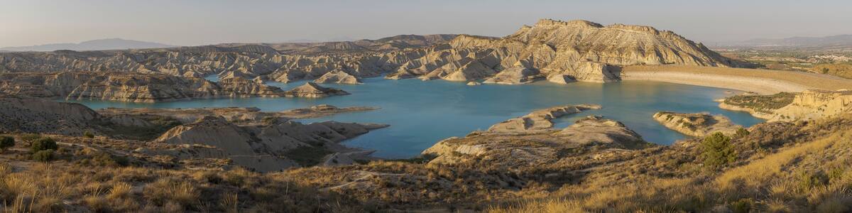 Views of Algeciras reservoir. It is located in the municipality of Alhama de Murcia, region of Murcia, Spain