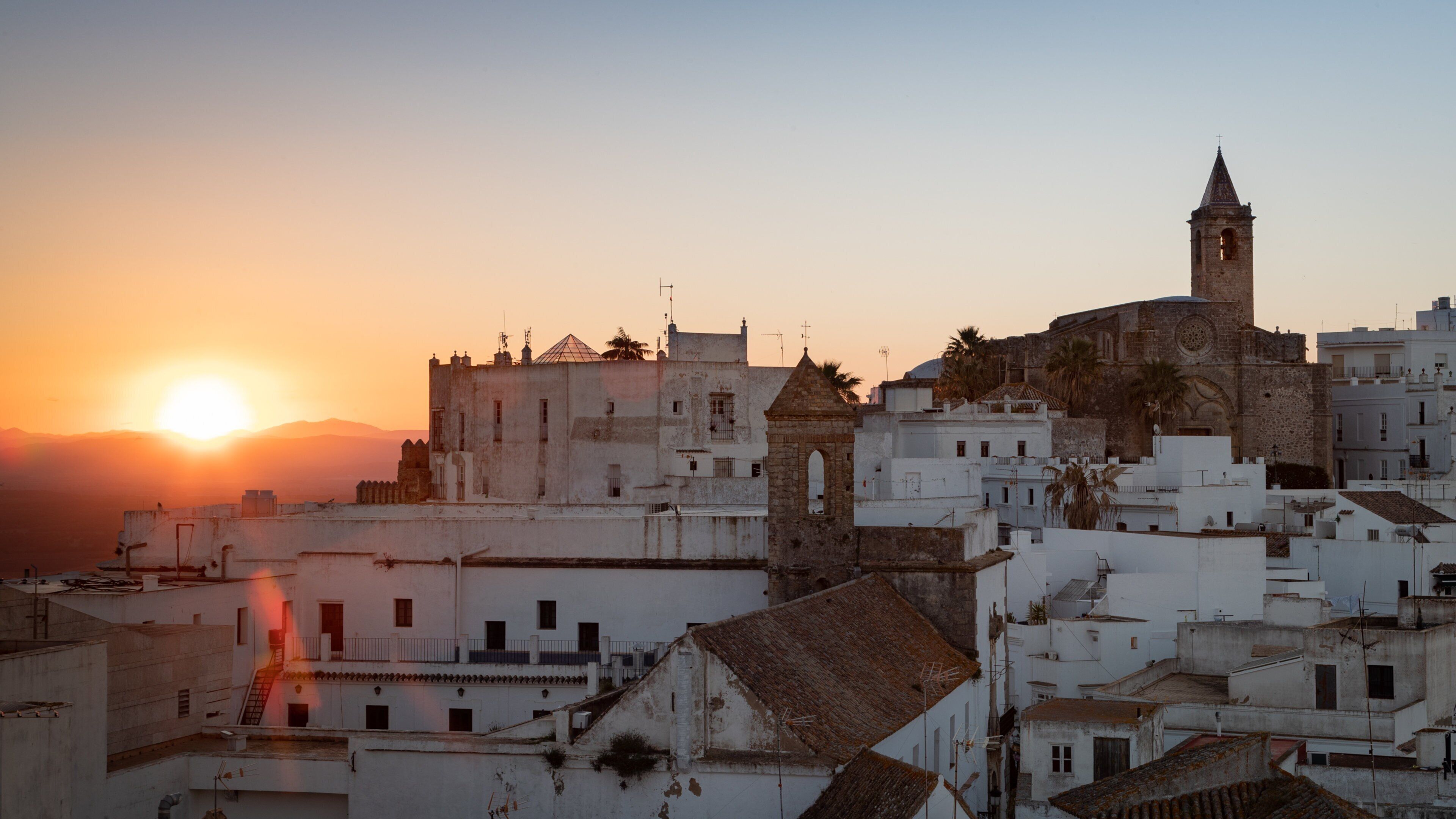 Vejer de la Frontera featuring a city, landscape views and a sunset