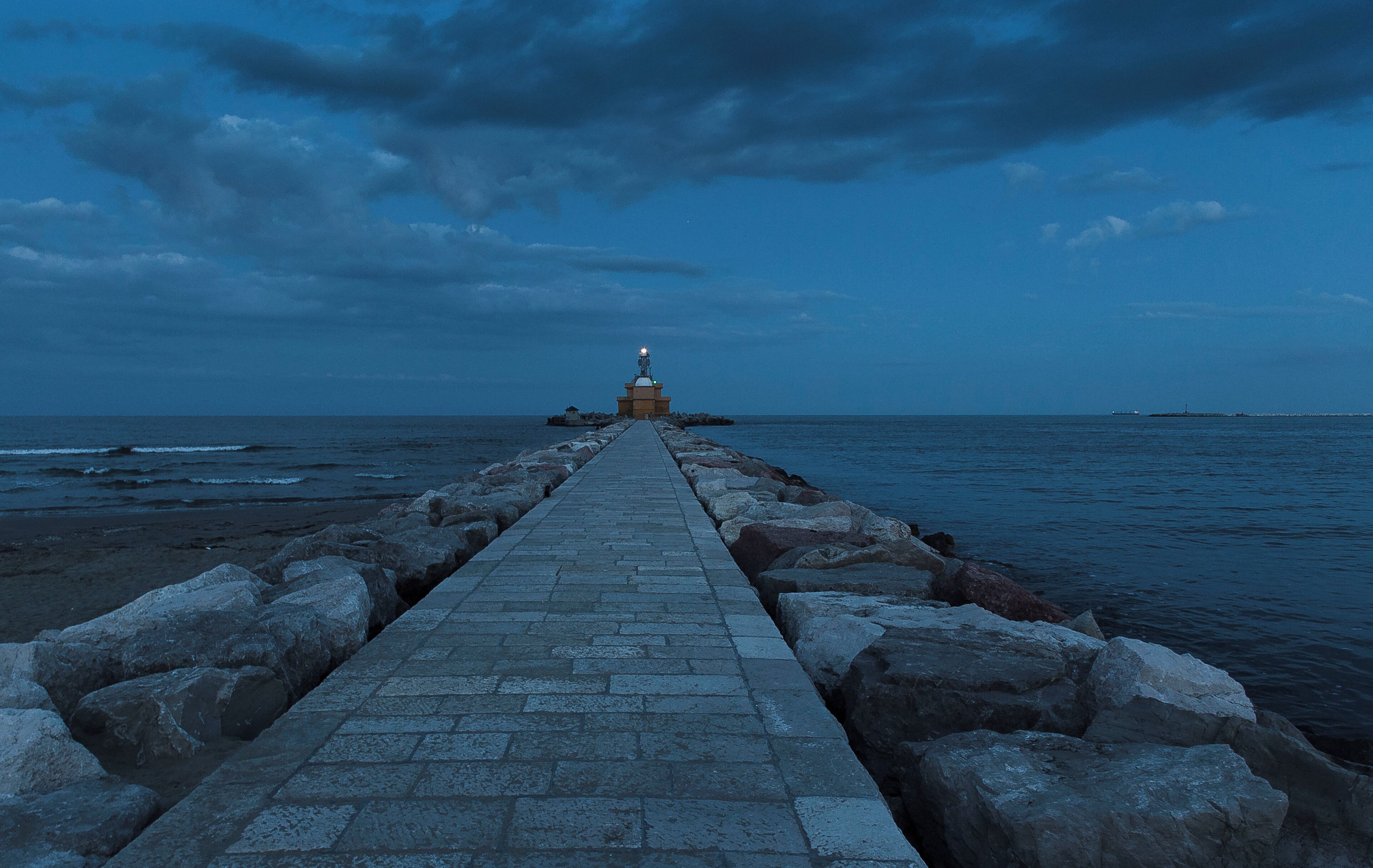 Lighthouse of Punta Sabbioni at the entrance to the lagoon of Venice