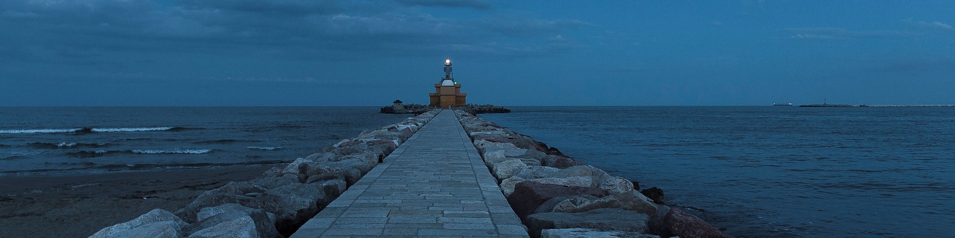 Lighthouse of Punta Sabbioni at the entrance to the lagoon of Venice