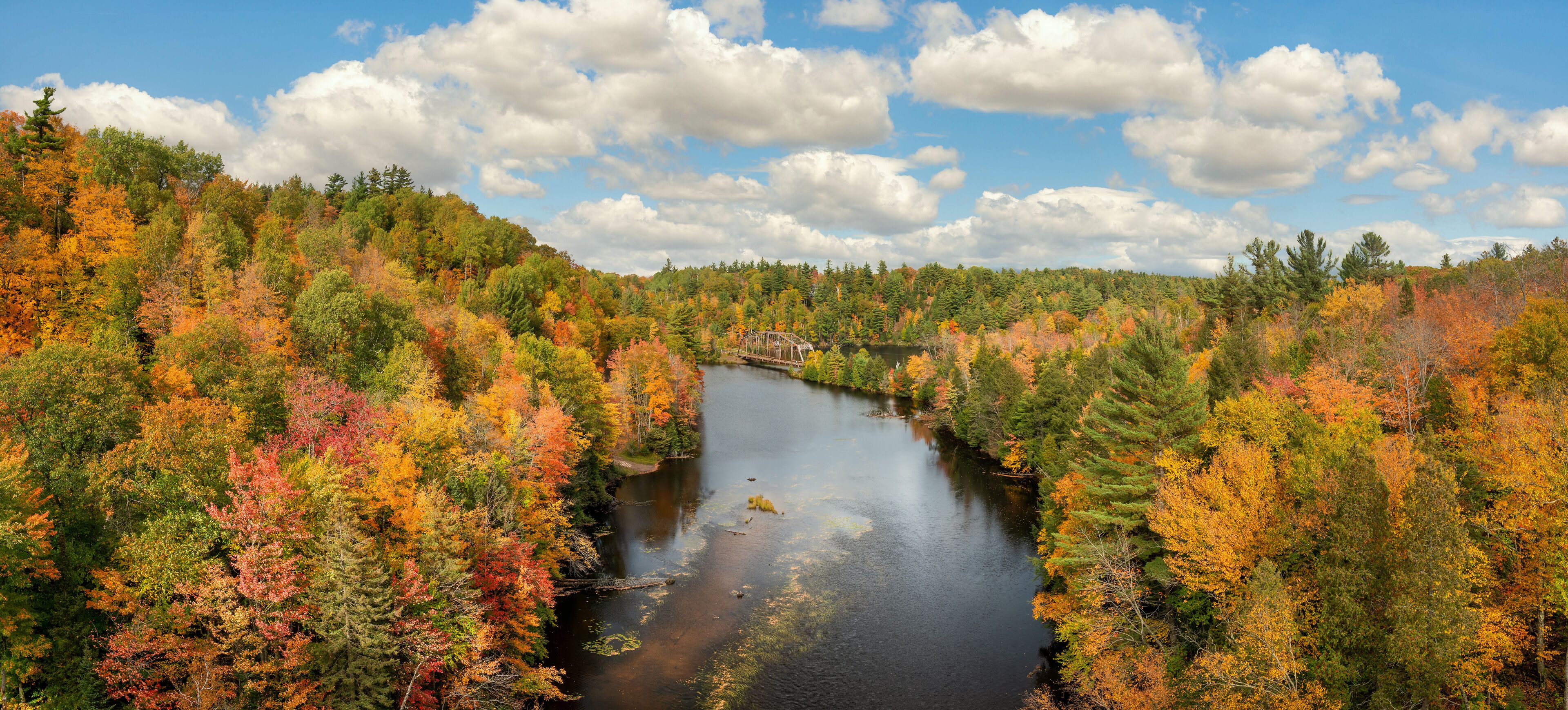 Gorgeous autumn Colors on County Road 510 Trestle Bridge near Marquette Michigan  - Upper Peninsula Negaunee 