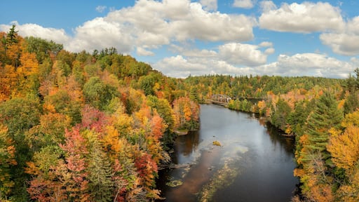 Gorgeous autumn Colors on County Road 510 Trestle Bridge near Marquette Michigan - Upper Peninsula Negaunee