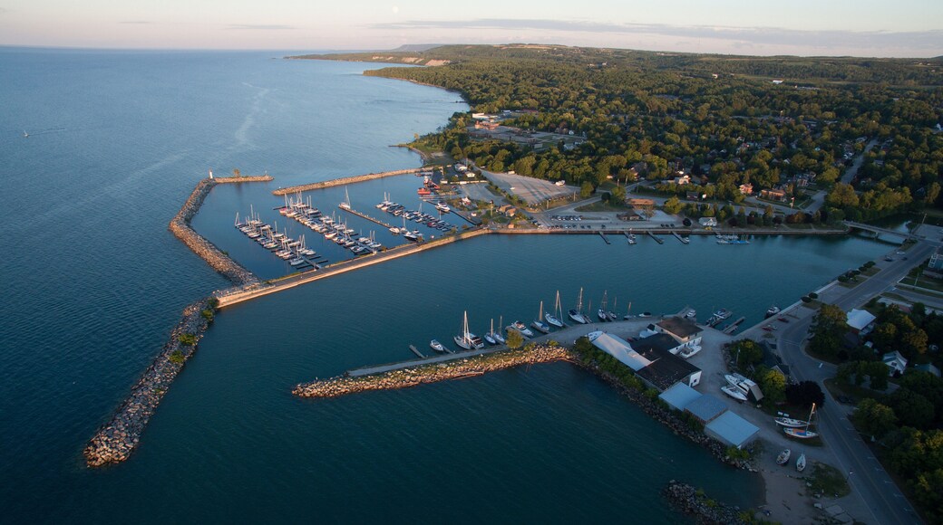 Aerial view of the waterfront in Meaford Ontario, Canada.