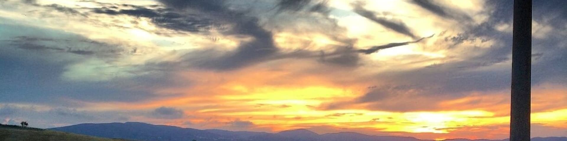 A walk in the country on July 13, 2014. This was the only road leading into Agriturismo La Lespa in Pomaia, Santa Luce in Tuscany! It was a great week staying here with our fantastic hosts Marco and Sheila. #tuscany #goldenhour #blue
