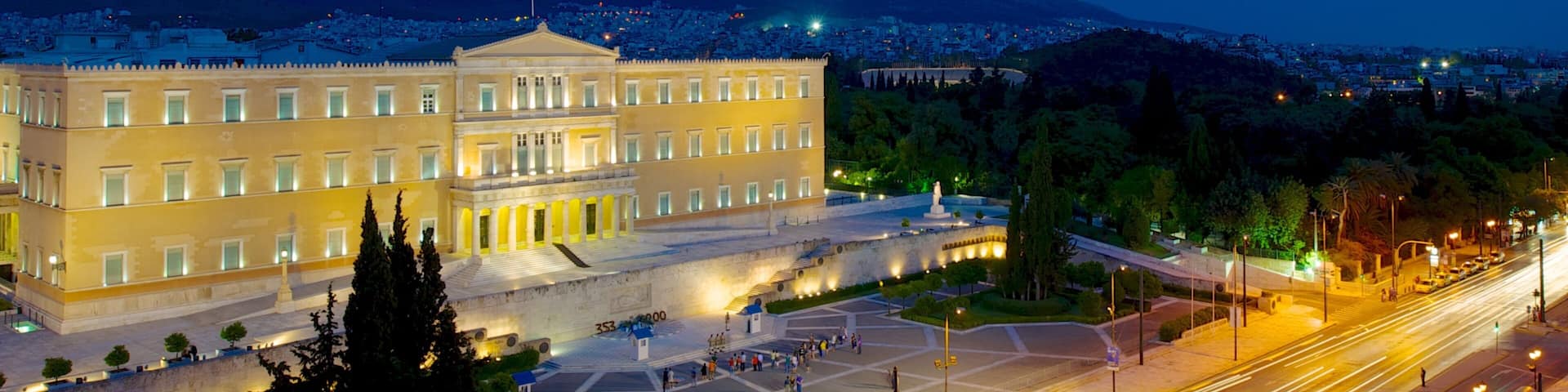 Syntagma-Platz das einen Platz oder Plaza, Stadt und bei Nacht