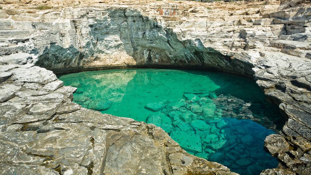 natural sea water pool located on Thassos island in greece