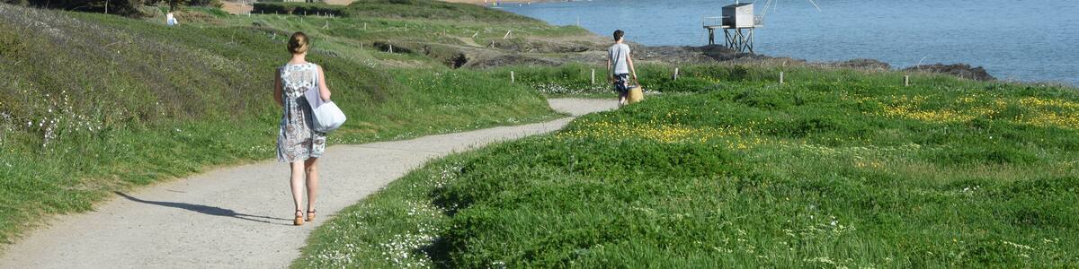 Promeneurs sur sentier côtier, de Préfailles à Pornic, west of France