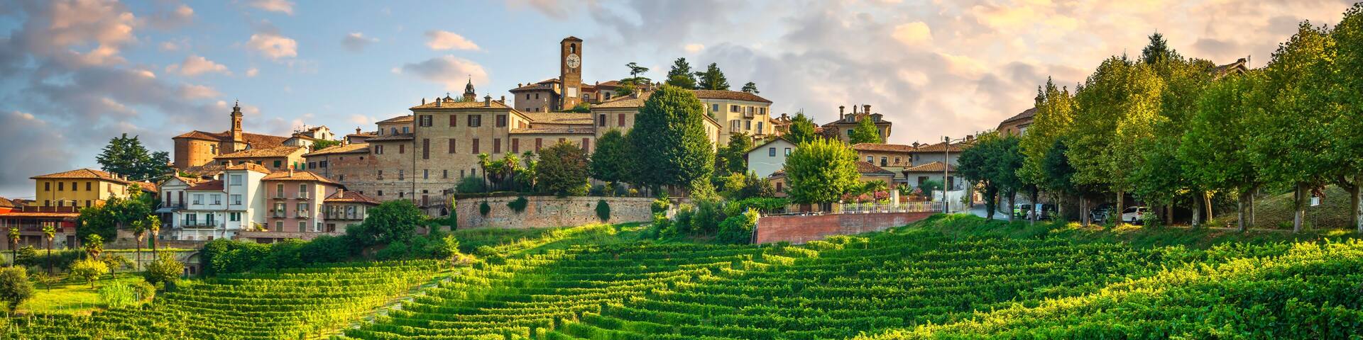 Neive village and Langhe vineyards, Piedmont, Italy Europe.