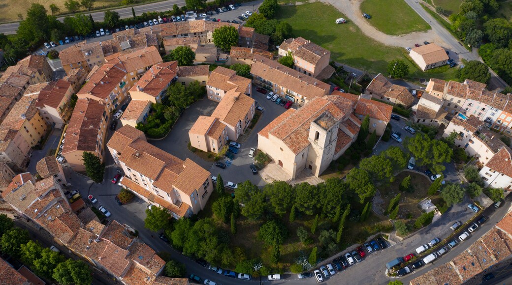 France, Var department, Flayosc, Aerial view of Flayosc, a typical french village in Provence