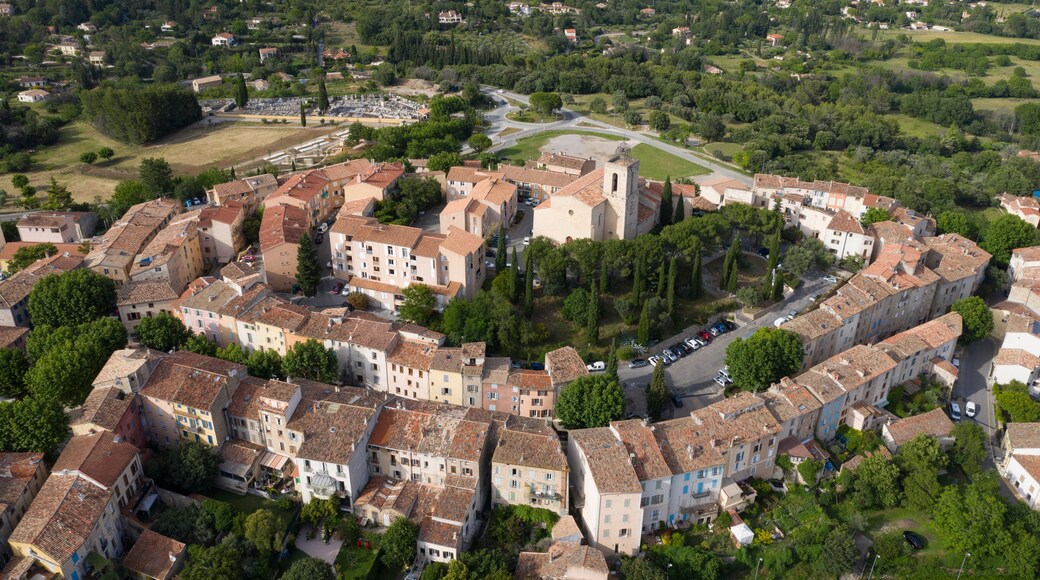 France, Var department, Flayosc, Aerial view of Flayosc, a typical french village in Provence