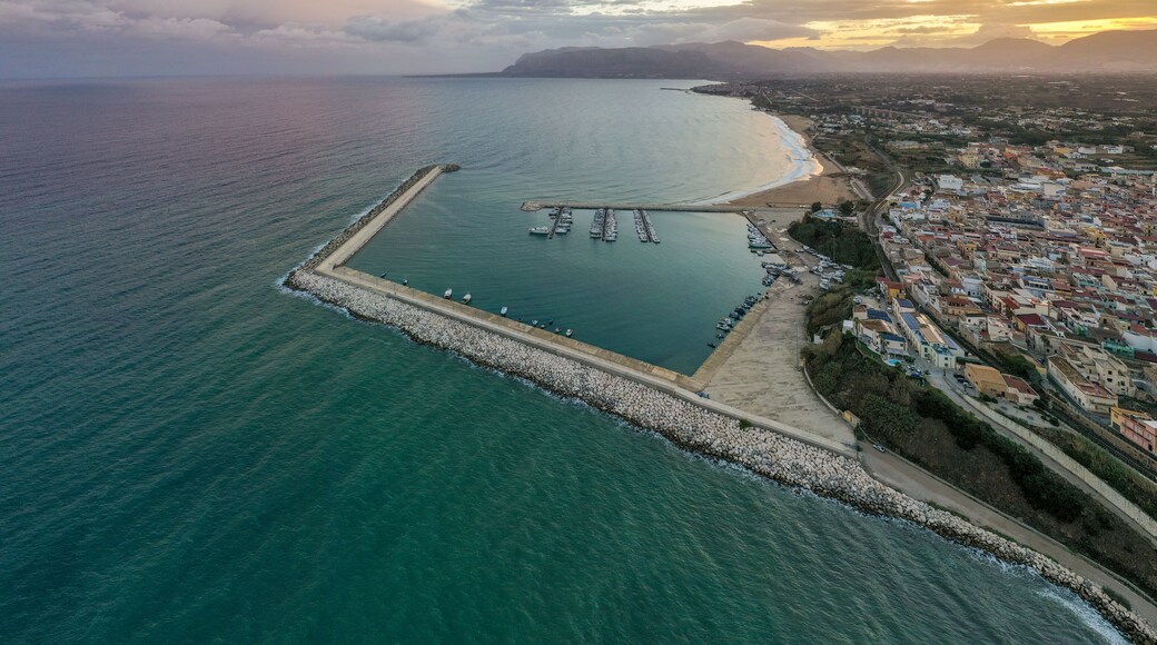 Aerial view of Balestrate coastal town, Sicily.