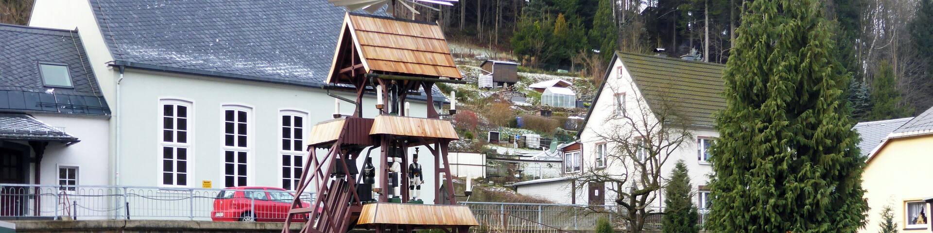 Die Göpelpyramide in Pobershau, Erzgebirge - Sachsen.