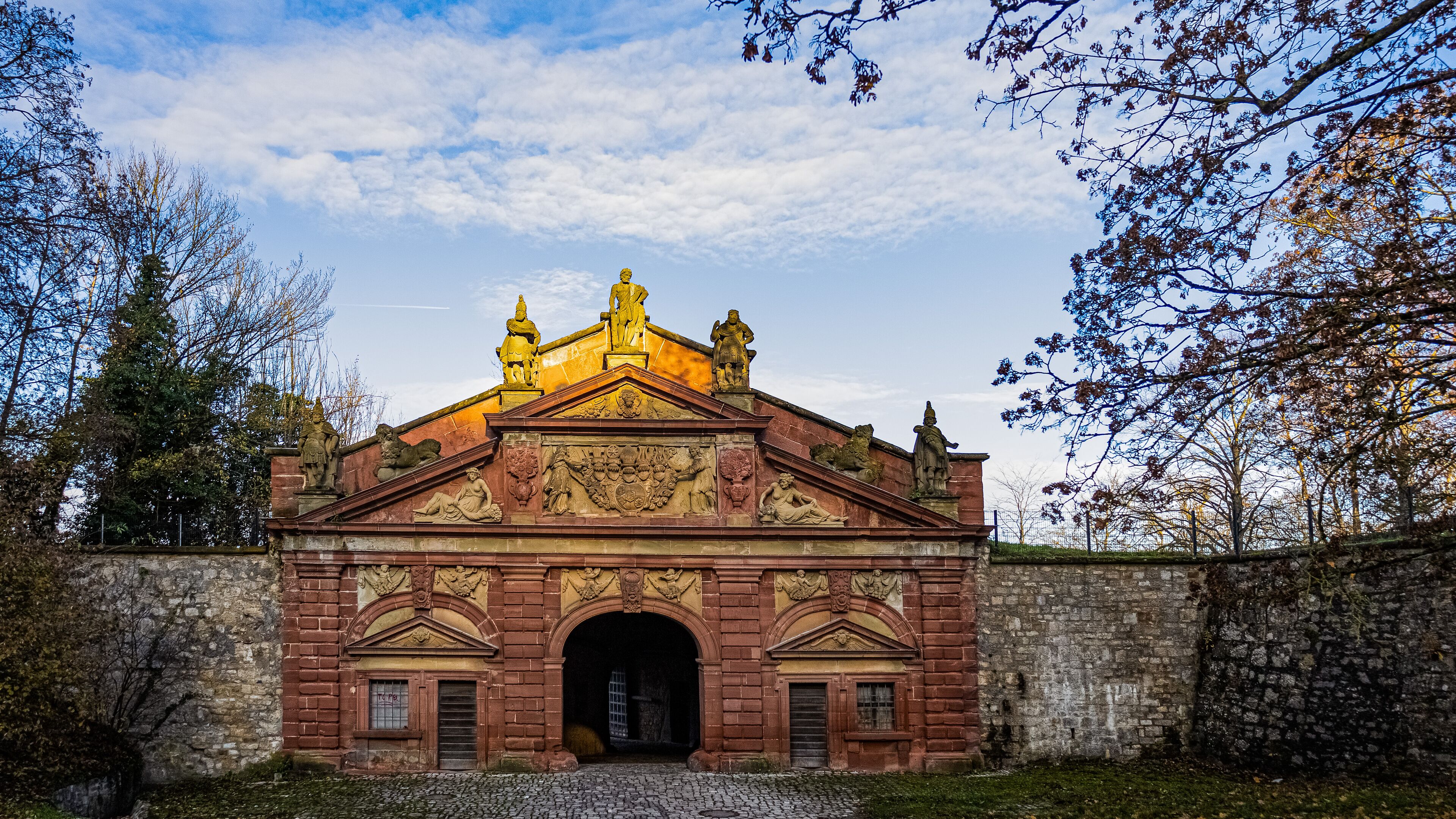 Entrance to the Marienberg Fortress. Würzburg. Autumn Germany.