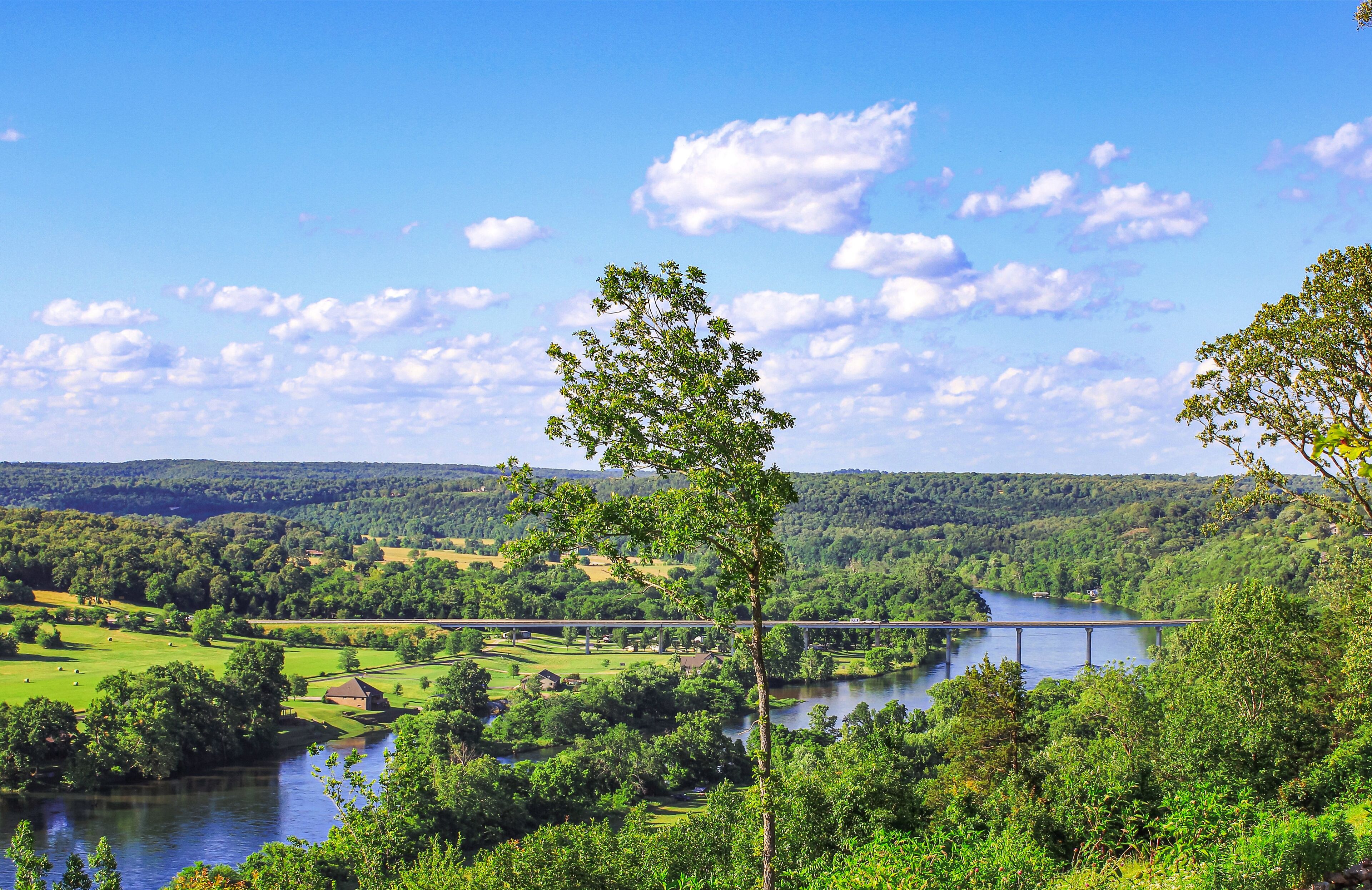 Looking out over the famous White River in Cotter, Arkansas 
