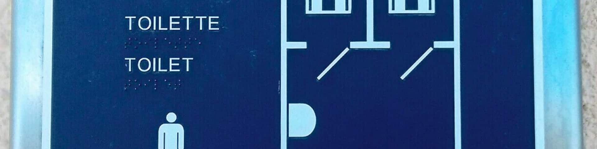 Too much information? The map shows the layout of the toilet, including one sink and two stalls with foot rests and hole. No WCs here. Spotted at Oulx train station.