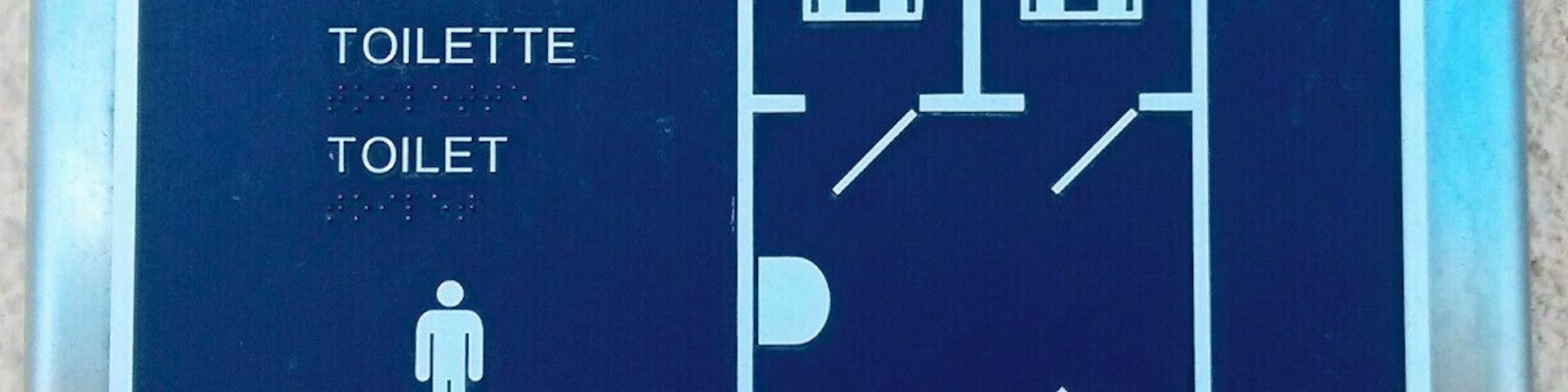 Too much information? The map shows the layout of the toilet, including one sink and two stalls with foot rests and hole. No WCs here. Spotted at Oulx train station.