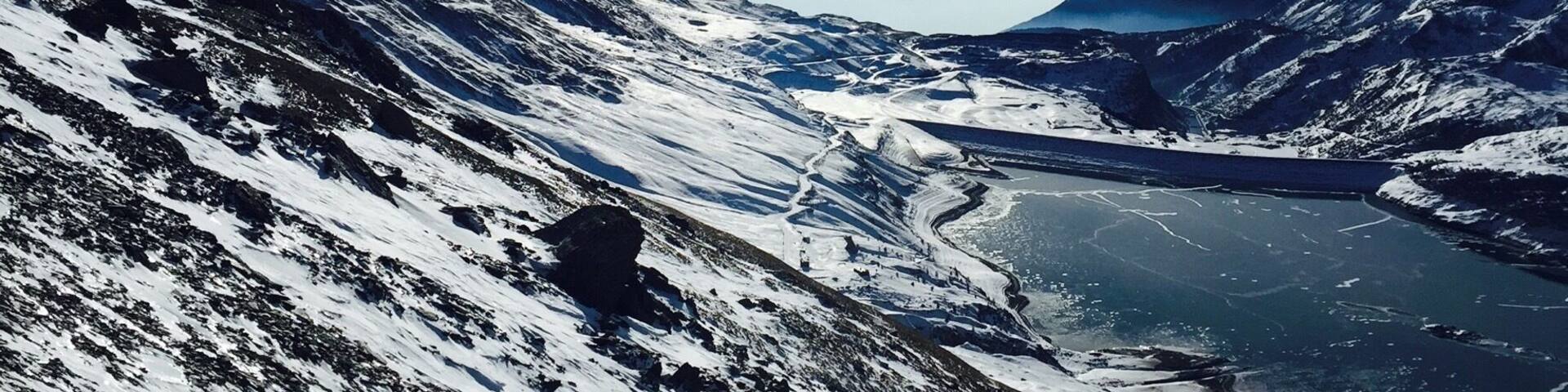 The frozen Mont Cenis lake.