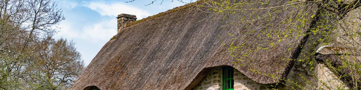 Kerhinet, Saint-Lyphard, Brittany, France: Thatched cottages in Briere Natural Park