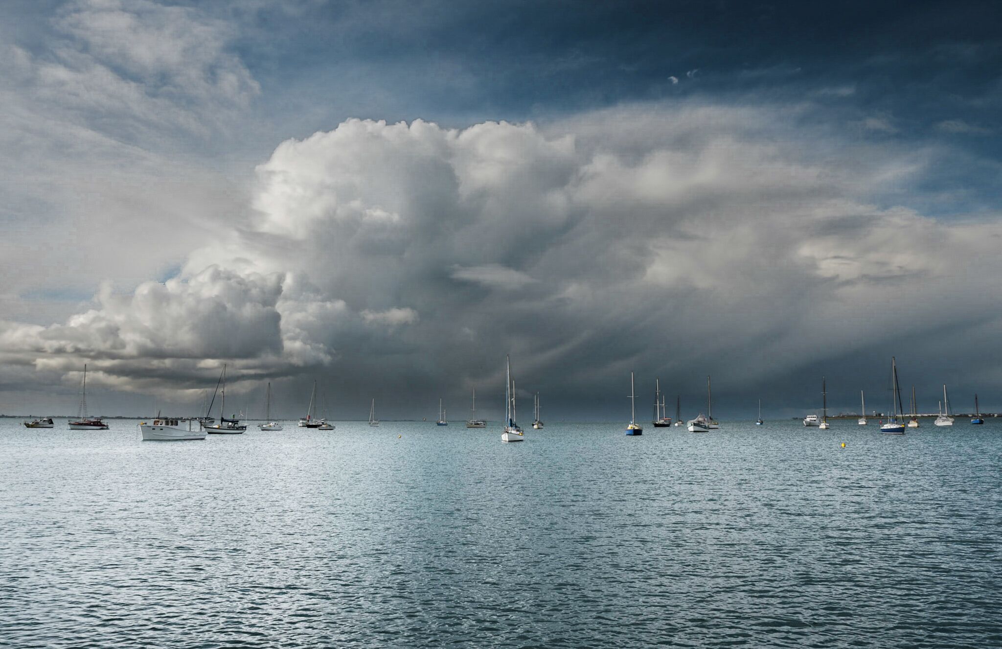 Looking over the bay from Eastern Beach Boulevard on a stormy day. 