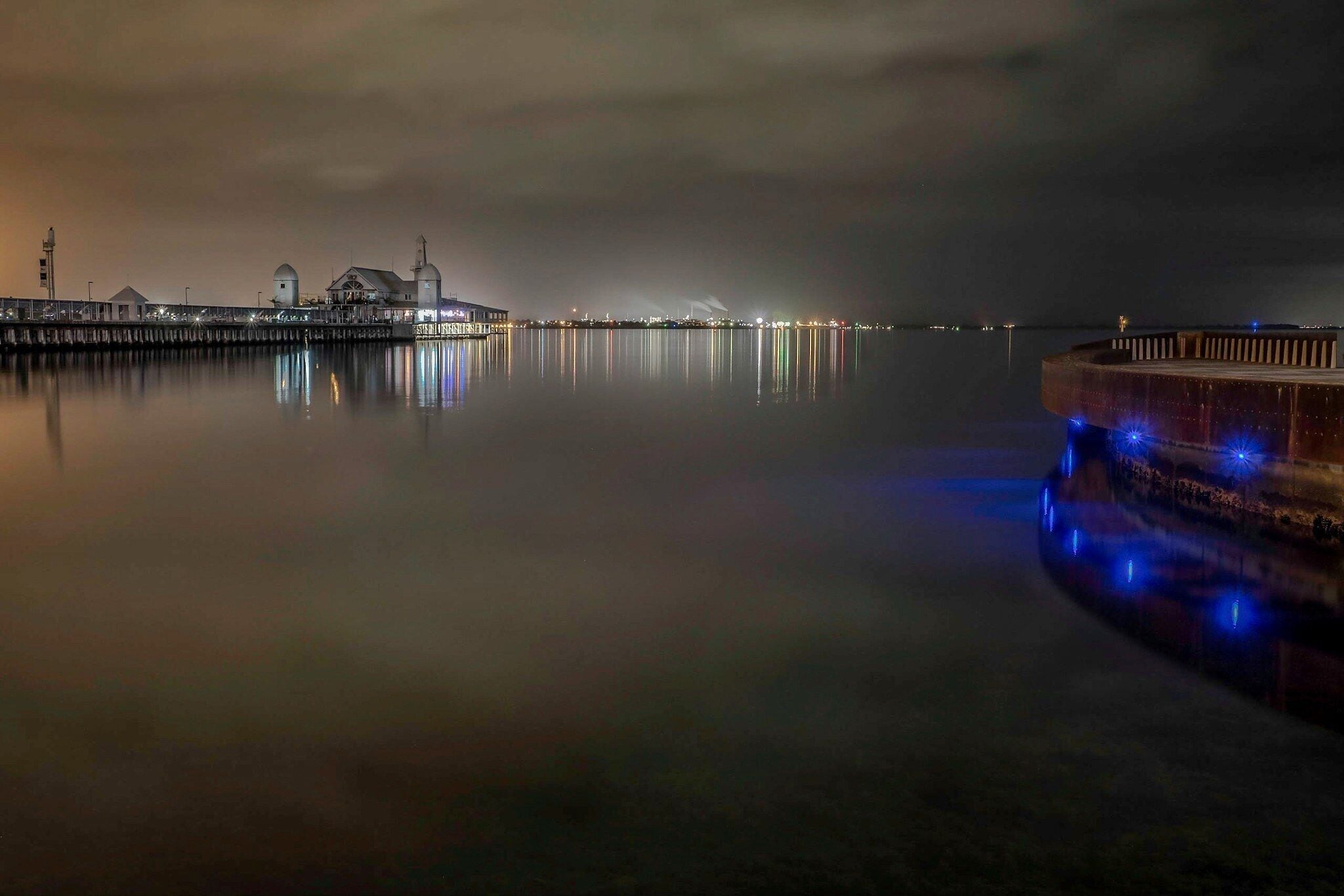 Geelong waterfront at night. 