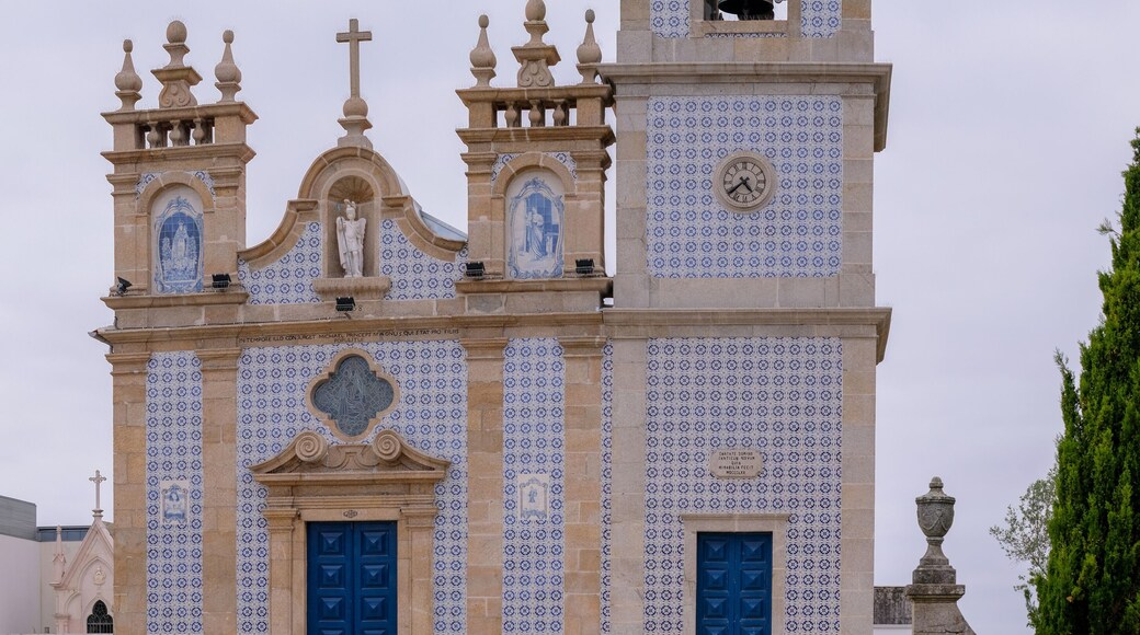 Traditional Catholic Church with a Blue Tiled Facade in Maia, Portugal