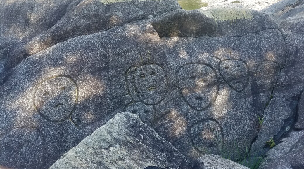 Petroglyphs carved into the rocks along the connecticut river in vt.