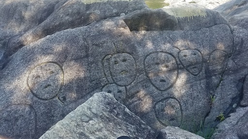 Petroglyphs carved into the rocks along the connecticut river in vt.