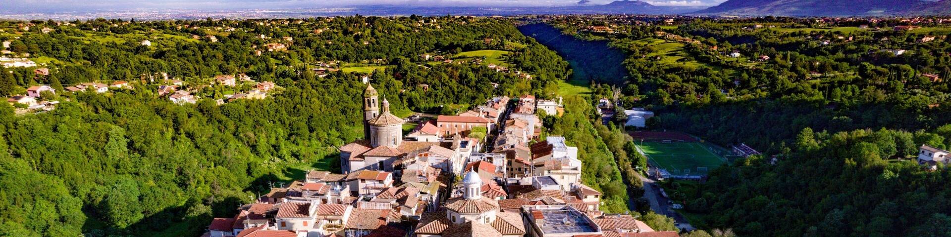 Aerial view of the Church of San Lorenzo in Zagarolo, Italy