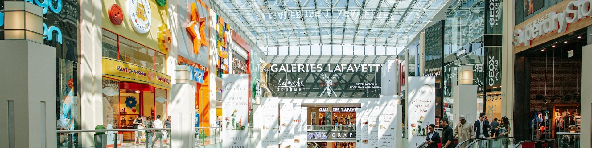 Dubai Mall featuring interior views, shopping and signage