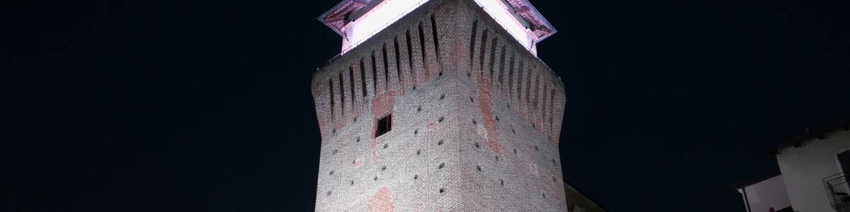 Medieval Tower at night in Settimo Torinese