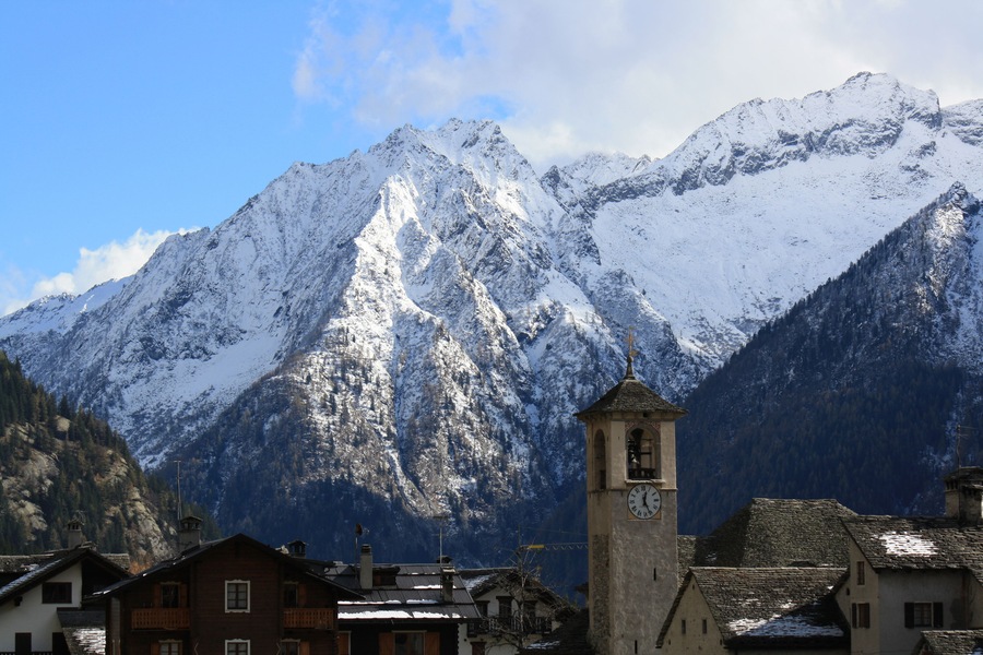 Winter view of Monte Rosa mountains ( Macugnaga Italy )