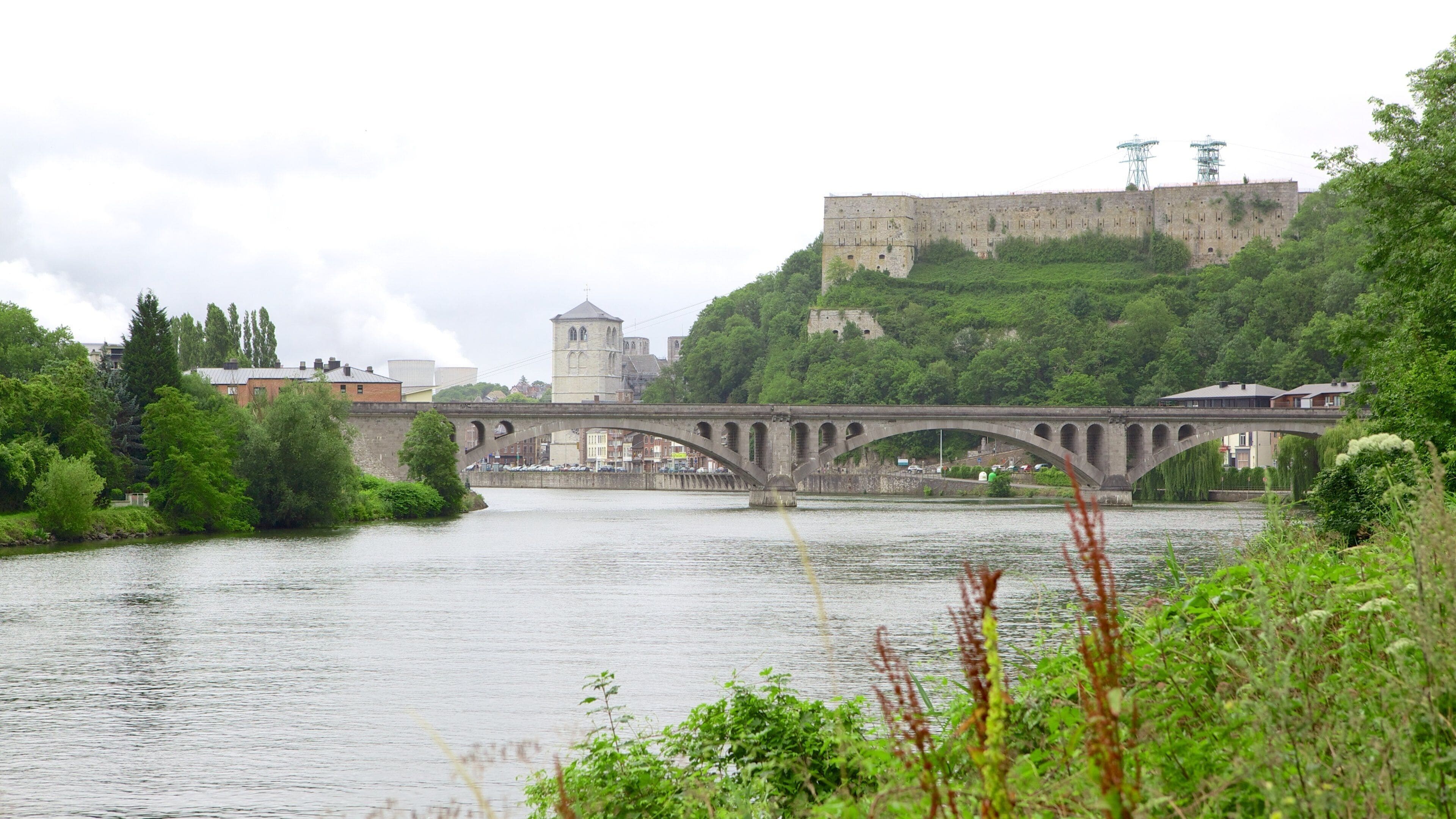 Citadelle de Huy qui includes pont et rivière ou ruisseau