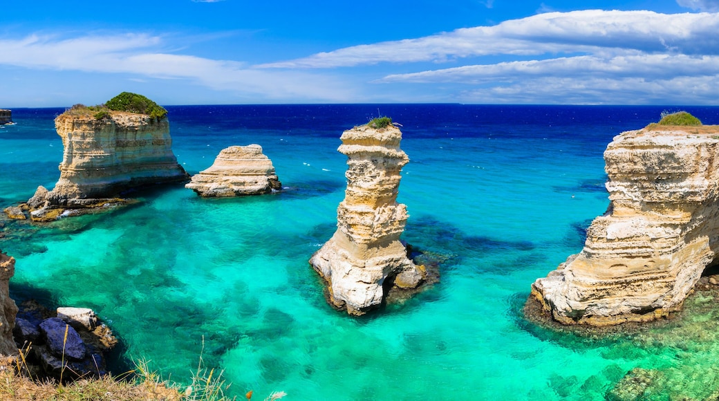 Puglia Torre di Sant Andrea Rock Tropical beach in Salento Italy. Mediterranean Aesthetics. Turquoise Sea and Faraglioni near Otranto. 14K Ultra-High Resolution World Print